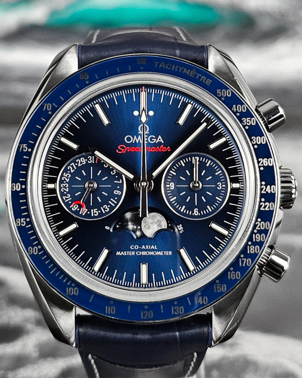 2024 Omega Speedmaster Moonphase 44.25MM Blue Dial Leather Strap (304.33.44.52.03.001)