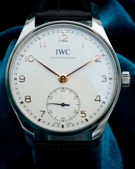 No Reserve - 2021 IWC Schaffhausen Portugieser 40MM Silver Dial Leather Strap (IW358303)