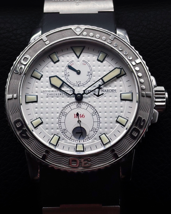 No Reserve - 2007 Ulysse Nardin Marine Diver 42.7MM White Dial Rubber Strap (263-33-3)