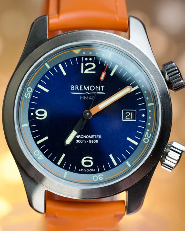 No Reserve - Bremont Argonaut 42MM Blue Dial Rubber Strap (ARGONAUT-BL-R-S)