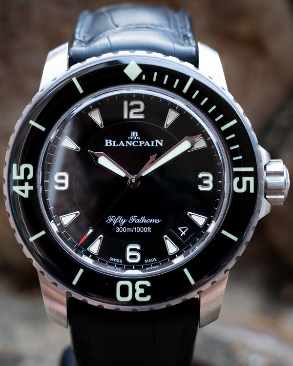 2023 Blancpain Fifty Fathoms 45MM Black Dial Leather Strap (5015-12B30-B52A)