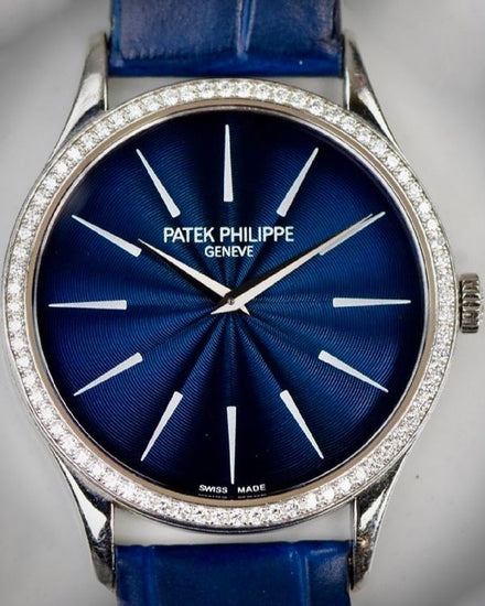 2015 Patek Philippe Calatrava 33MM Blue Dial Leather Strap (4897G-001)