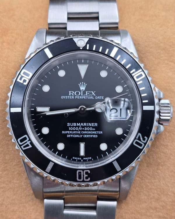 2000 Rolex Submariner Date 40MM Black Dial Oyster Bracelet (16610)