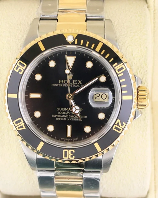 1986 (9.3 Mil. Serial) Rolex Submariner Date 40MM Black Dial Two-Tone Oyster Bracelet (16803)