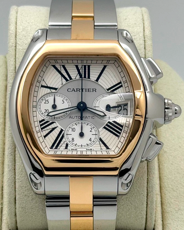 Cartier Roadster XL 43MM Silver Dial Two-Tone Bracelet (W62027Z1)