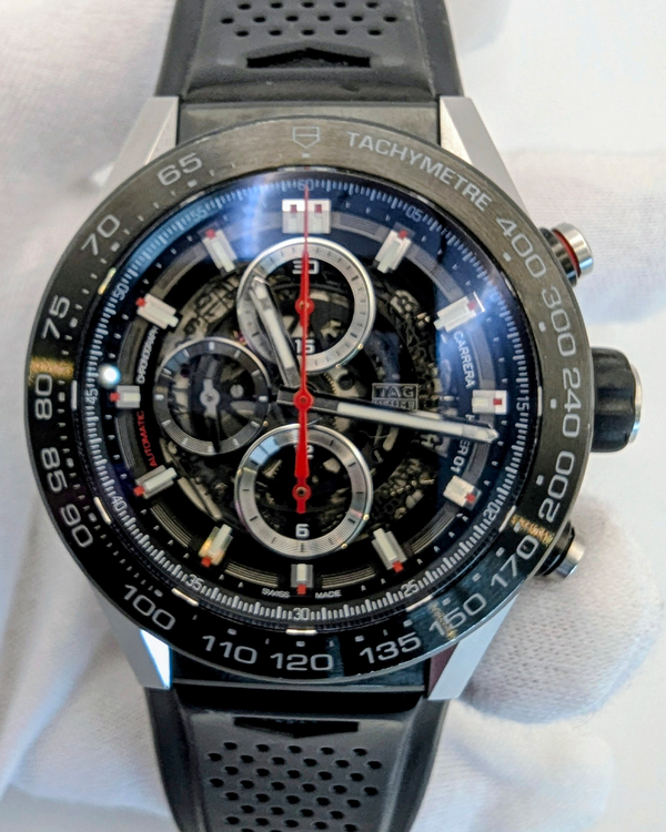 2020 Tag Heuer Carrera Calibre HEUER 01 45MM Skeleton Dial Rubber Strap (CAR2A1Z.FT6044)