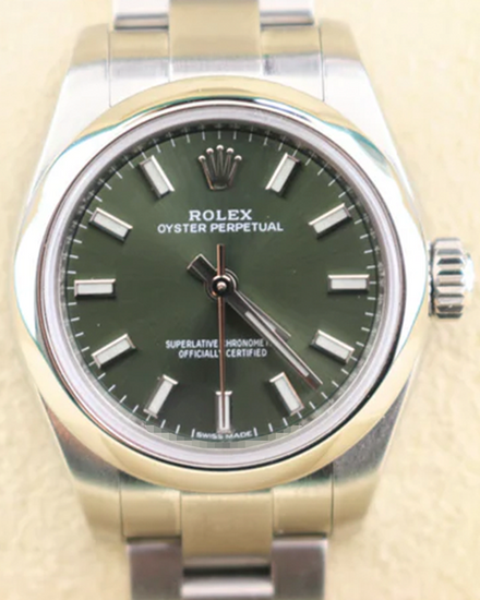 2018 Rolex Oyster Perpetual 26MM Green Olive Dial Oyster Bracelet (176200)