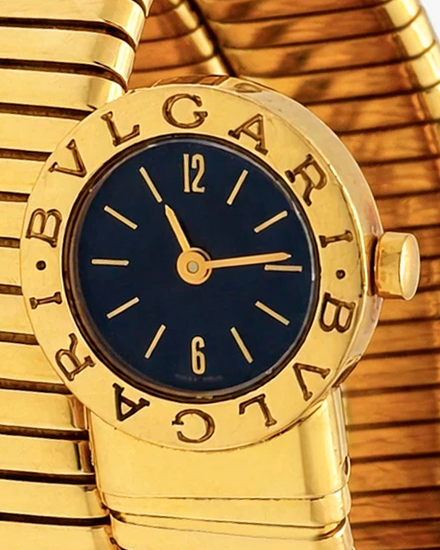 1990 Bvlgari Serpenti Tubogas 19MM Quartz Black Dial Yellow Gold Bracelet (BB 19 1T)