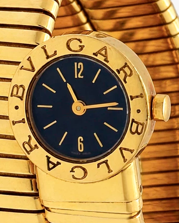 1990 Bvlgari Serpenti Tubogas 19MM Quartz Black Dial Yellow Gold Bracelet (BB 19 1T)