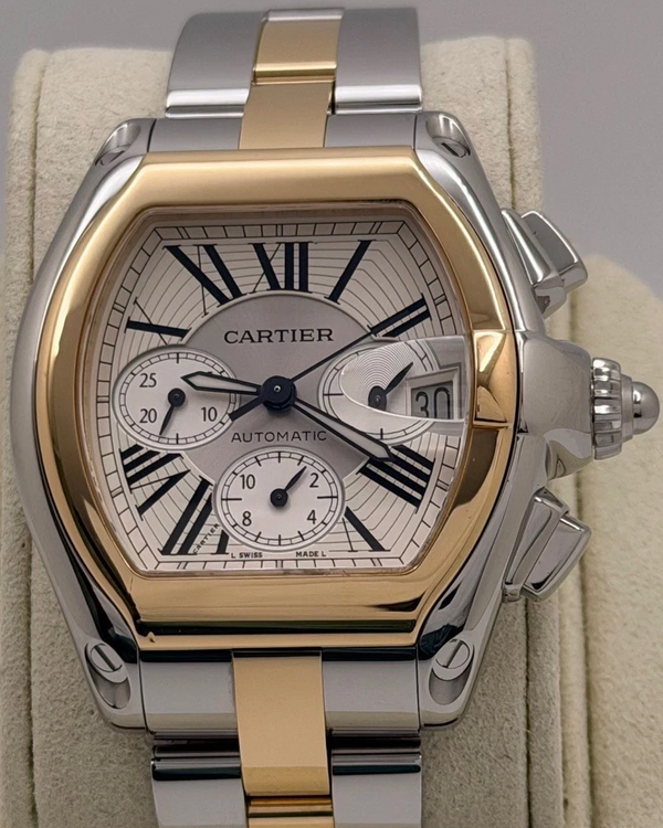 2005 Cartier Roadster XL Chronograph 43MM Silver Dial Two-Tone Bracelet (W62027Z1)