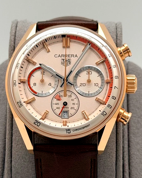 Tag Heuer Carrera Chronosprint "Porsche" S.E. 42MM Beige Dial Leather Strap (CBS2040.FC8318)