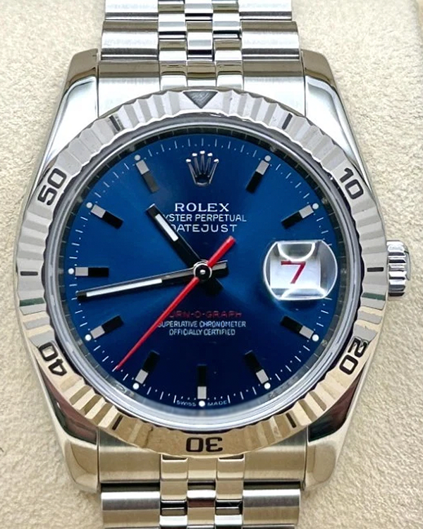 2009 Rolex Datejust Turn-O-Graph 36MM Blue Dial Oyster Bracelet (116264)