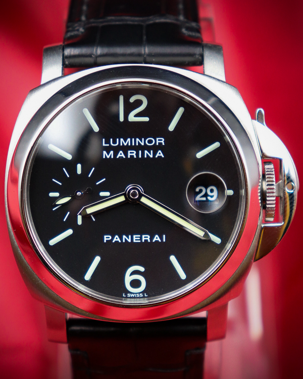 2003 Panerai Luminor Marina 40MM Black Dial Leather Strap (PAM00048)