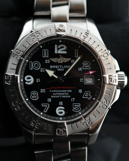 2009 Breitling Superocean 42MM Black Dial Steel Bracelet (A17360)