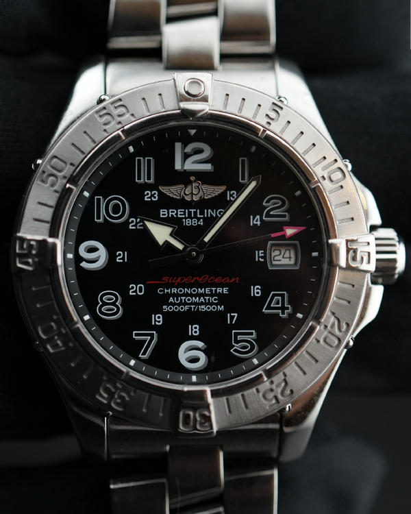 2009 Breitling Superocean 42MM Black Dial Steel Bracelet (A17360)