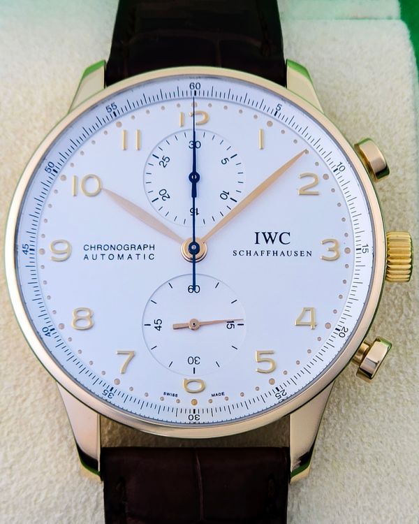 IWC Schaffhausen Portugieser Chronograph 41MM Silver Dial Leather Strap (IW371482)
