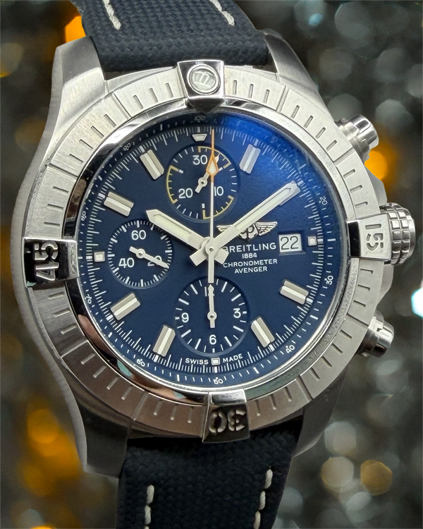 2024 Breitling Avenger Chronograph 45MM Blue Dial Leather Strap (A13317)