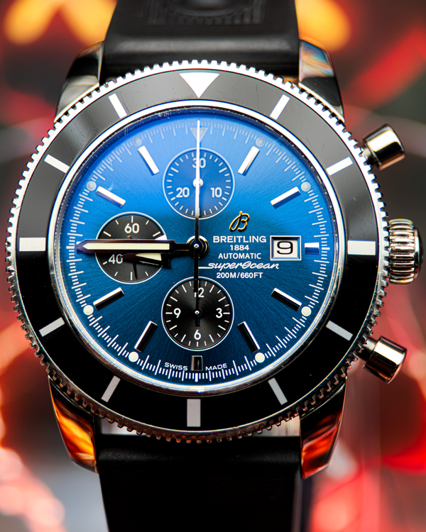 No Reserve - 2010 Breitling Superocean Heritage 46MM Blue Dial Rubber Strap (A1332024/C817)