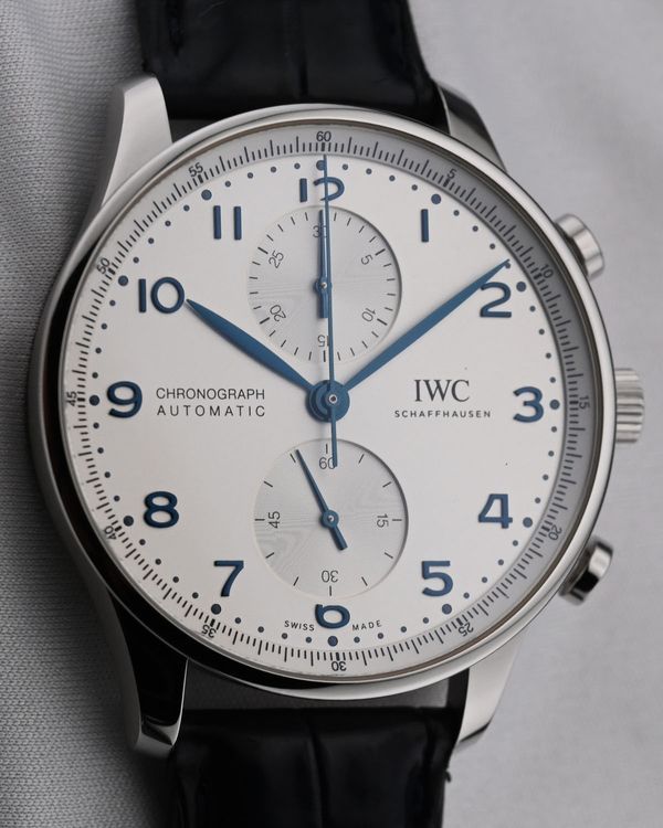 2020 IWC Schaffhausen Portugieser Chronograph 41MM Silver Dial Leather Strap (IW371605)