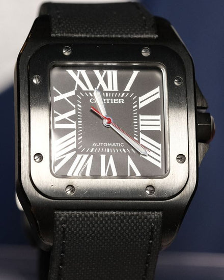 No Reserve - 2017 Cartier Santos 100 41MM Black Dial Leather Strap (WSSA0006)