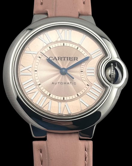 2022 Cartier Ballon Bleu 33MM Pink Dial Leather Strap (WSBB0031)