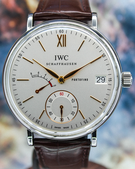 2019 IWC Schaffhausen Portofino Hand-Wound 8 Days 45MM White Dial Leather Strap (IW510103)