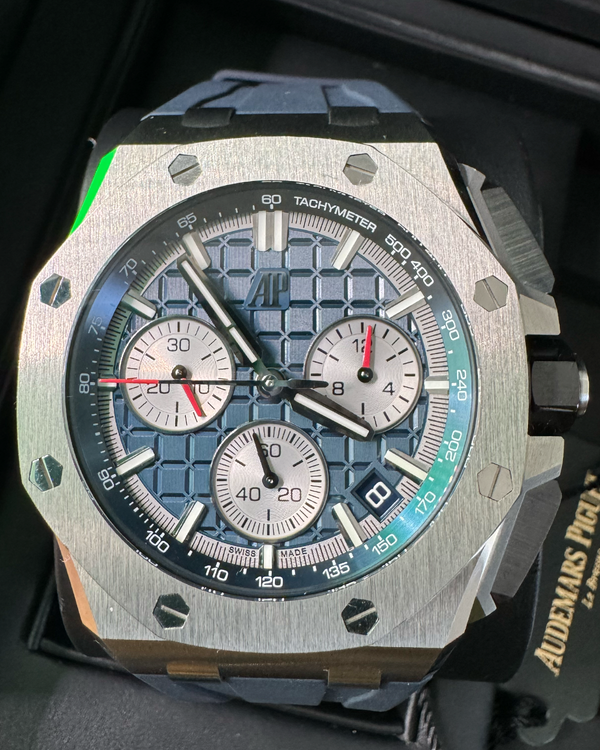 2023 Audemars Piguet Royal Oak Offshore Chronograph 43MM Blue Dial Rubber Strap (26420TI.OO.A027CA.01)