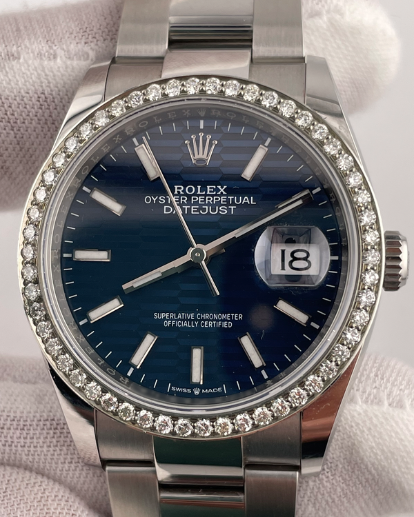 2022 Rolex Datejust 36MM Blue "Fluted Motif" Dial Oyster Bracelet (126200)