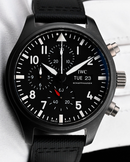 2021 IWC Schaffhausen Pilot Top Gun 44.5MM Black Dial Textile Strap (IW389101)