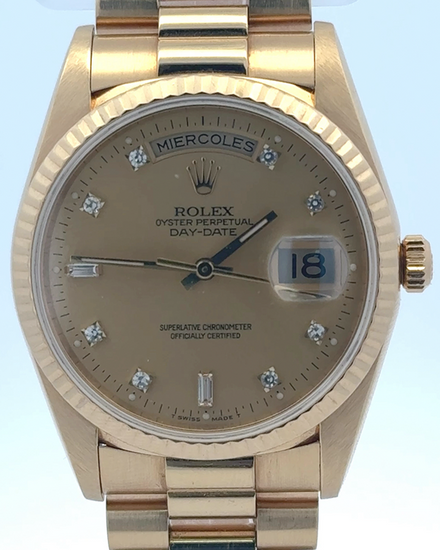1991 Rolex Day-Date 36MM Champagne Dial Yellow Gold President Bracelet (18238)