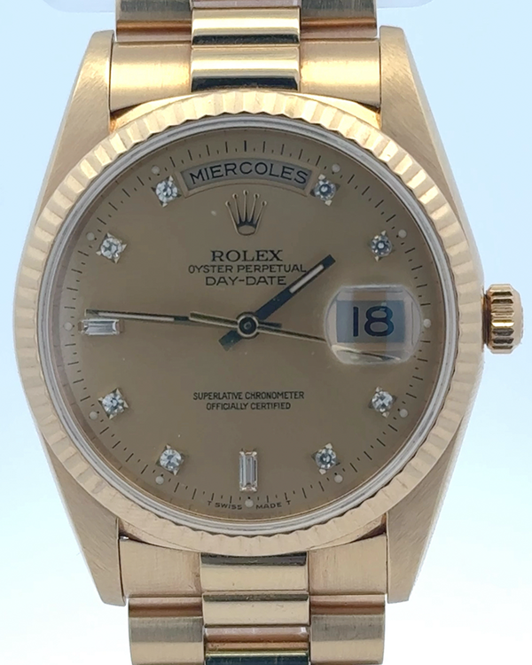 1991 Rolex Day-Date 36MM Champagne Dial Yellow Gold President Bracelet (18238)
