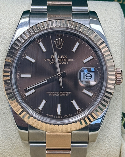 2021 Rolex Datejust 41MM Chocolate Dial Two-Tone Oyster Bracelet (126331)