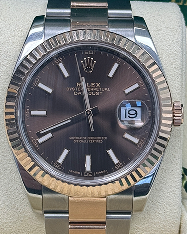 2021 Rolex Datejust 41MM Chocolate Dial Two-Tone Oyster Bracelet (126331)