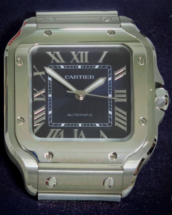 2025 Cartier Santos de Cartier 35.1MM Blue Dial Steel Bracelet (WSSA0063)