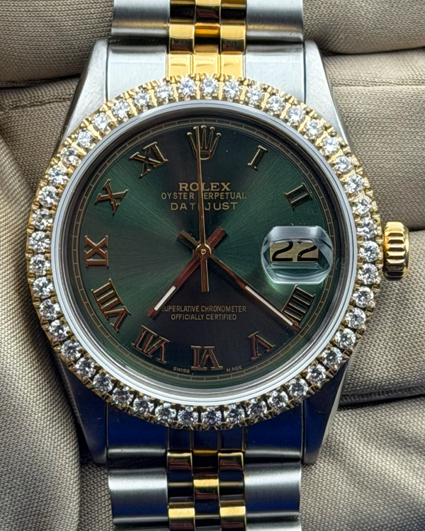 Rolex Datejust 36MM Aftermarket Green Dial Aftermarket Two-Tone Jubilee Bracelet (1601)