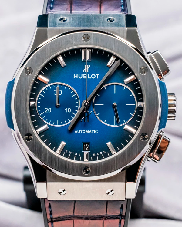 Rare Hublot Classic Fusion 45MM Blue Dial Leather Strap (521.NX.6670.LR.JPN18)