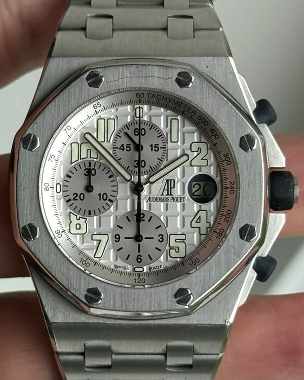2006 Audemars Piguet Royal Oak Offshore Chronograph 42MM White Dial Aftermarket Steel Bracelet (25940SK.OO.D002CA.02.A)