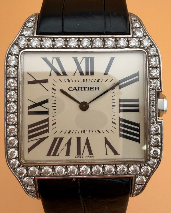 Cartier Santos Dumont 35MM Silver Dial Leather Strap (W2007051)