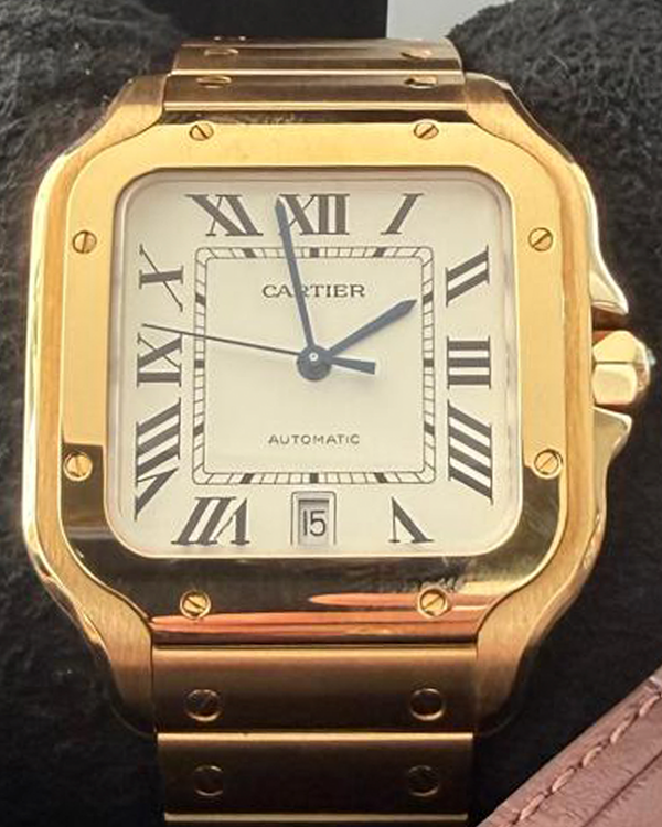 2024 Cartier Santos De Cartier 39.8MM White Dial Yellow Gold Bracelet (WGSA0029)