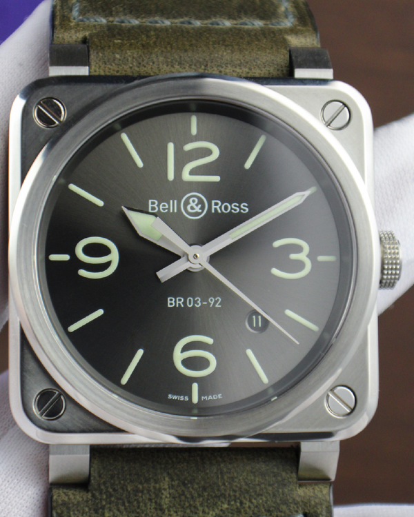 2024 Bell & Ross BR 03 Grey Lum 42MM Grey Dial Leather Strap (BR0392-GC3-ST/SCA)