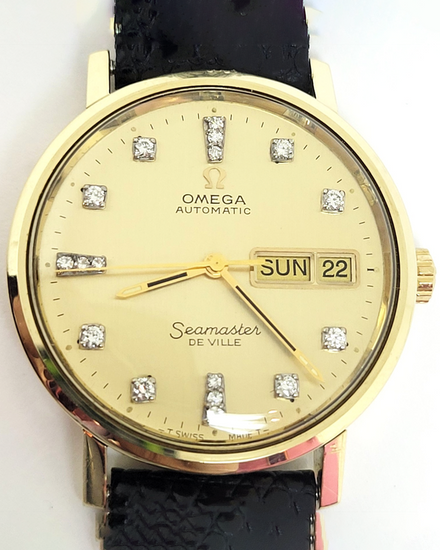 1975 Omega Seamaster DeVille 34.5MM Champagne Dial Aftermarket Leather Strap (C6865)