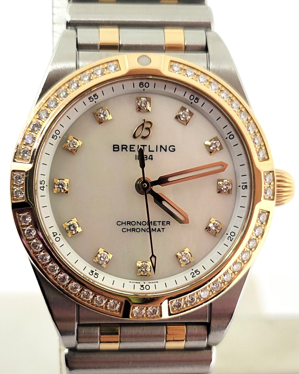 2024 Breitling Chronomat 28MM Quartz Mother of Pearl Dial Two-Tone Bracelet (U72310)