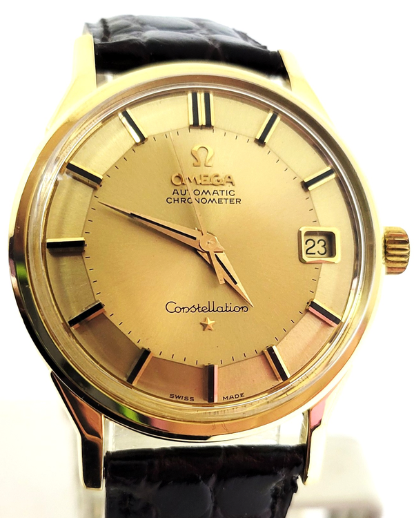 1962 Omega Constellation 34.4MM Champagne Dial Aftermarket Leather Strap (14902 62 SC)