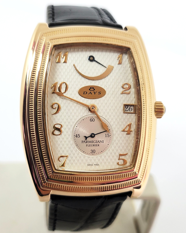 Parmigiani Fleurier Toric Ionica 8 Days 35MM Silver Dial Aftermarket Leather Strap (PF000340)