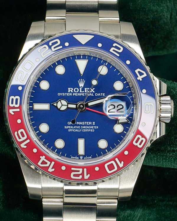 2021 Rolex GMT-Master II "Pepsi" 40MM Blue Dial White Gold Oyster Bracelet (126719BLRO)