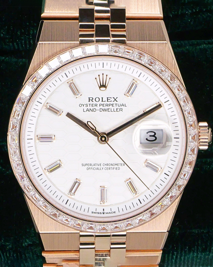 2026 Rolex Land-Dweller 36MM White Dial Rose Gold Flat Jubilee Bracelet (127285TBR)