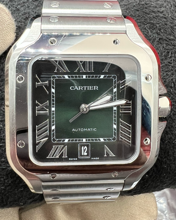 2026 Cartier Santos De Cartier 39.8MM Green Dial Steel Bracelet (WSSA0062)