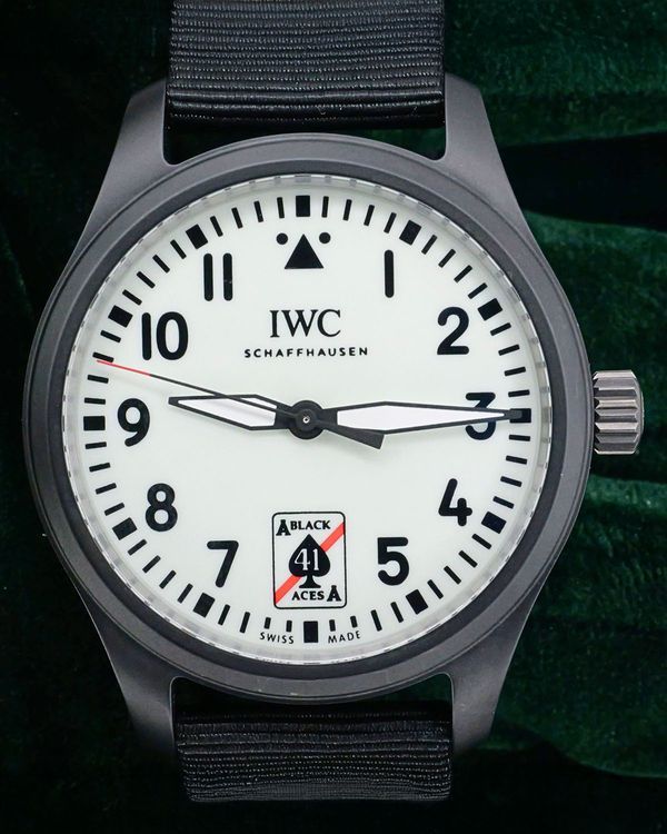 2025 IWC Schaffhausen Pilot "Black Aces" 41MM White Dial Textile Strap (IW326905)