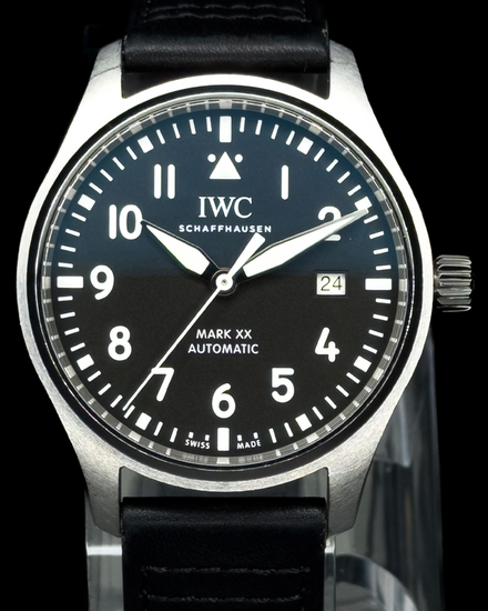2025 IWC Schaffhausen Pilot Mark XX 40MM Black Dial Leather Strap (IW328201)