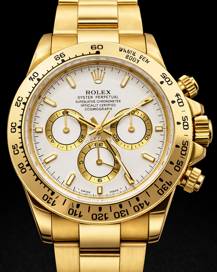 1995 Rolex Cosmograph Daytona "Zenith Inverted 6" 40MM White Dial Yellow Gold Oyster Bracelet (16528)